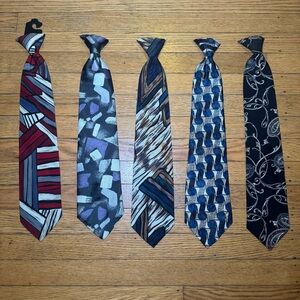 Vintage 60s or 70s lot of clip on neckties - bundle of 5 ties preppy, retro